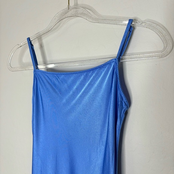 Pistola Mari Satin Midi Slip Dress Lagoon Blue Minimalist 90s Inspired Slit XS - Picture 4 of 9